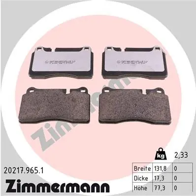 Nowość Zestaw klocków hamulcowych, hamulce tarczowe ZIMMERMANN 20217.965.1