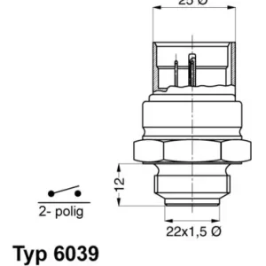 Nowość Przełącznik termiczny, wentylator chłodnicy BORGWARNER (WAHLER) 6039.95D