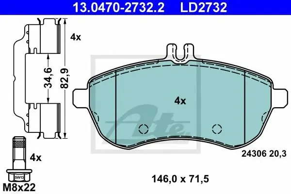 Klocki hamulcowe ATE 13.0470-2732 54200820 Szybka dostawa